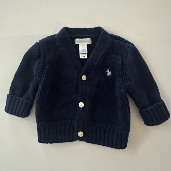 Ralph Lauren Other - Ralph Lauren 3 Months Baby Boy Blue Button Down Cardigan Sweater